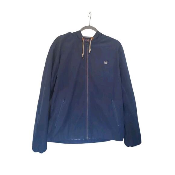 Marine Layer Alta Shell Full Zip Navy Blue Rain Hooded Jacket, Men's Medium